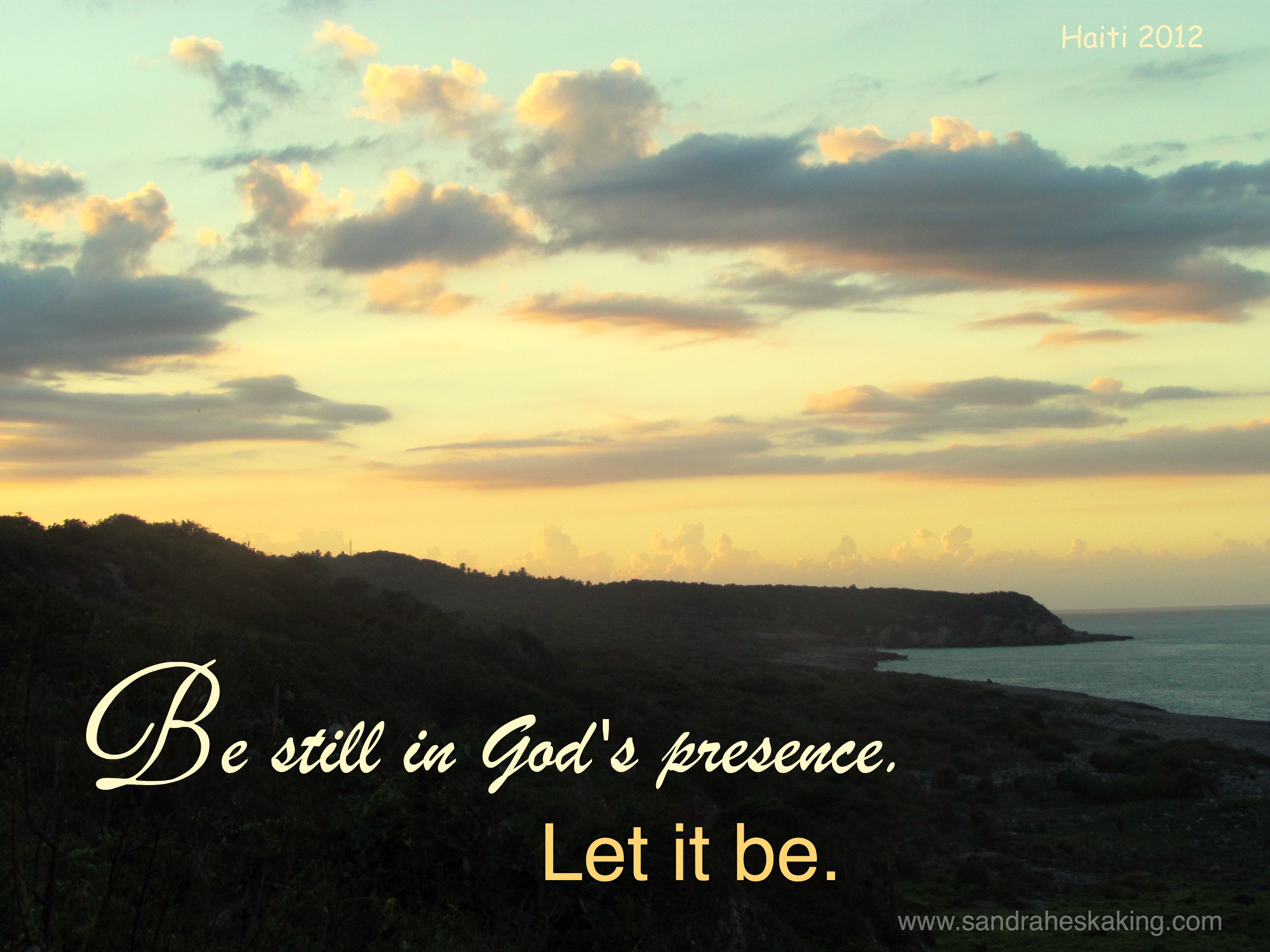 haiti, sunset, sea, prayer, be still, let it be